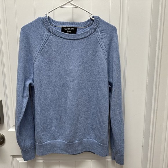 Banana Republic Baruffa Men's Sweater Italian Merino Yarn Large Blue Heather - Picture 1 of 6